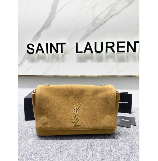 YSL 입생로랑 553804 브라운 레더 스웨이드 케이트 미디엄 리버서블 체인 숄더백